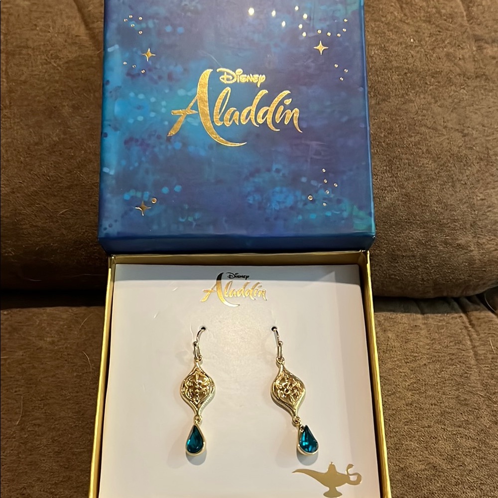 Disney Aladdin Gold Blue Earrings